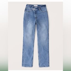 ABERCROMBIE The 90s Straight Ultra High Rise Jeans Criss Cross Waist Sz 2 short